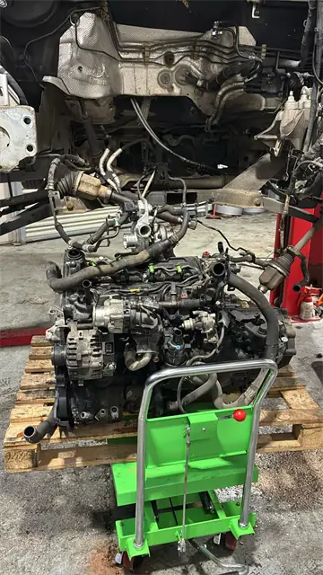 Engine and gearbox removed from a Ford Transit during a full engine rebuild at Car Fix Mechanic, Dublin