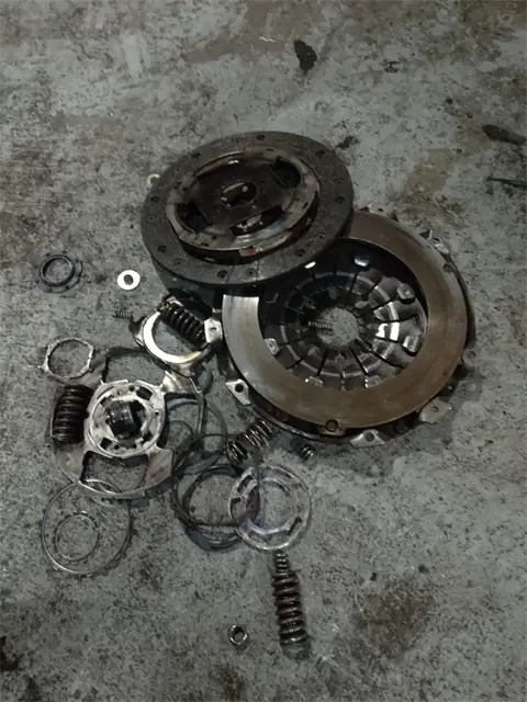 Worn clutch kit stripped out during a clutch replacement at Car Fix Mechanic, Clondalkin